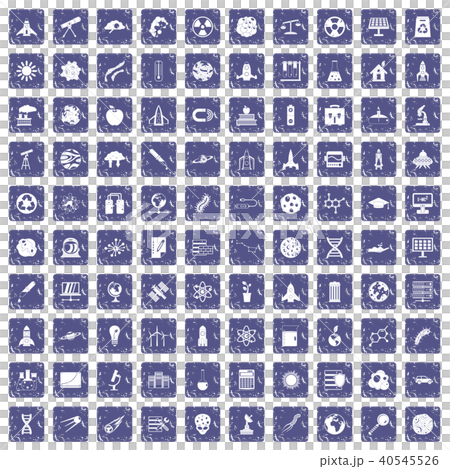100 space icons set grunge sapphire 40545526