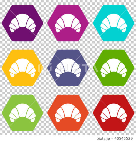 Croissant icon set color hexahedron Croissant icon set color hexahedron 40545529