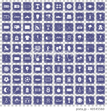 100 stadium icons set grunge sapphire 40545560