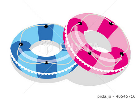 夏のイメージのイラスト 青とピンクの浮き輪 ベクターデータのイラスト素材