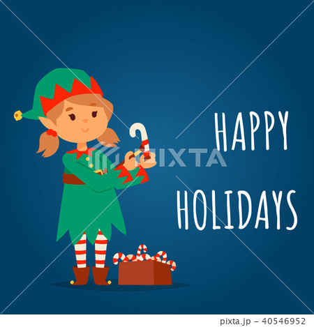 Santa Claus elf kids cartoon elf helpers vector illustration children elves characters traditional 40546952