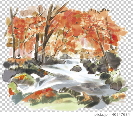 Oirase mountain stream autumn leaves image 40547684