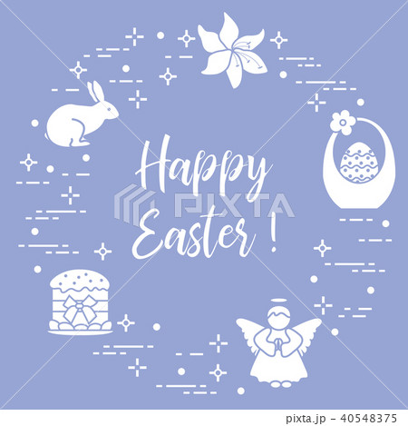 Easter cake, basket, eggs, rabbit, flowers, angel 40548375