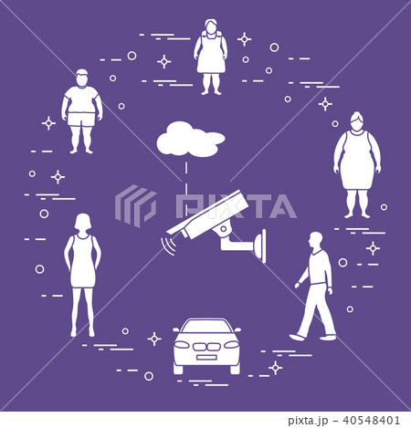 Security camera, children, woman, girl, man, car 40548401