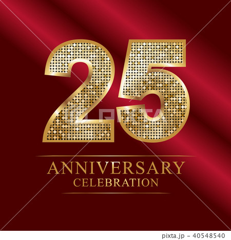 25th Golden shiny mosaic in disco ball style. 40548540