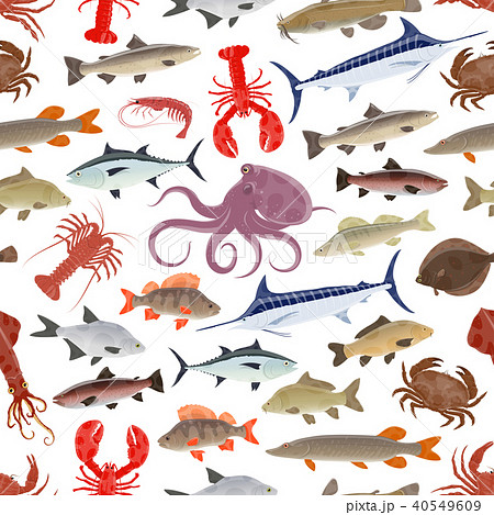 Fish and seafood seamless pattern background 40549609