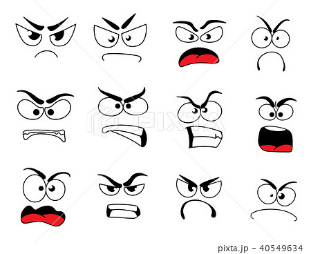 Angry human face icon of upset emoticon and emoji 40549634