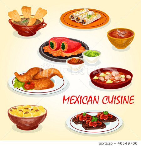 Mexican cuisine icon of dinner dish with hot sauce 40549700