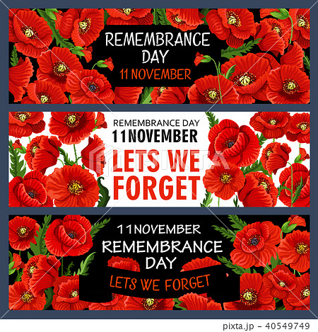 Vector 11 November Remembrance day poppy banners 40549749