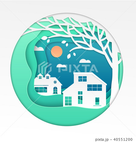 Country house - modern vector paper cut illustration 40551200