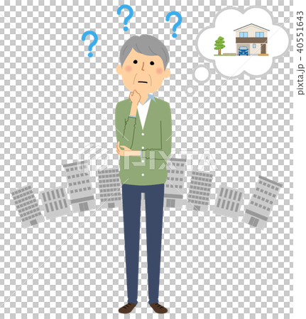 シニア男性 迷子のイラスト素材