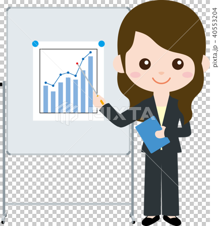 人物 職業 スーツ 女性 プレゼン風景 オフィスワーカーのイラスト素材
