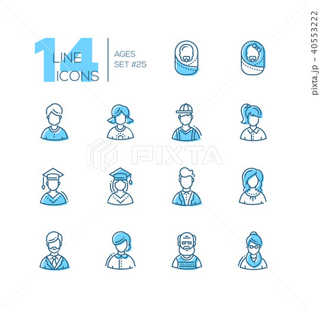 Ages - set of line design style icons Ages - set of line design style icons 40553222