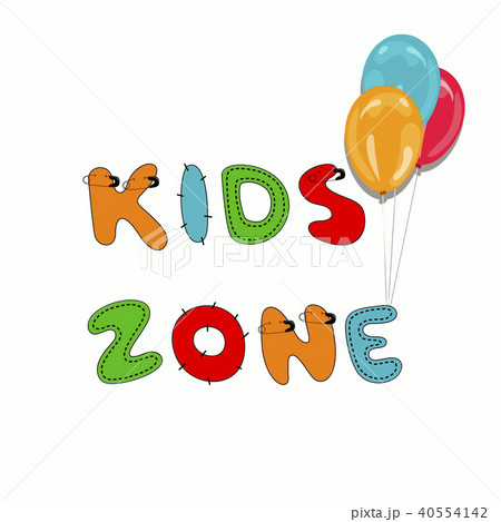 Kids zone sign. Hand written display colored text 40554142