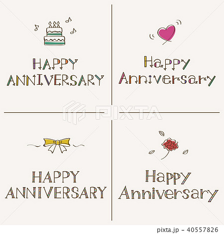 Happy Anniversary 手書きフォントのイラスト素材 40557826 Pixta