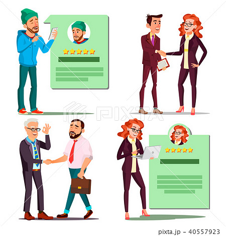 Happy Client Set Vector. Positive Rating. Smiling People. Partnership. Isolated Flat Cartoon Happy Client Set Vector. Positive Rating. Smiling People. Partnership. Isolated Flat Cartoon 40557923