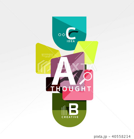 Geometric infographic banner, paper info diagram created with color shapes 40558214