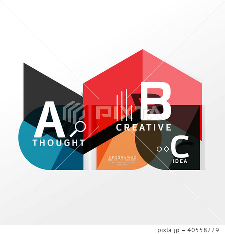 Geometric infographic banner, paper info diagram created with color shapes 40558229