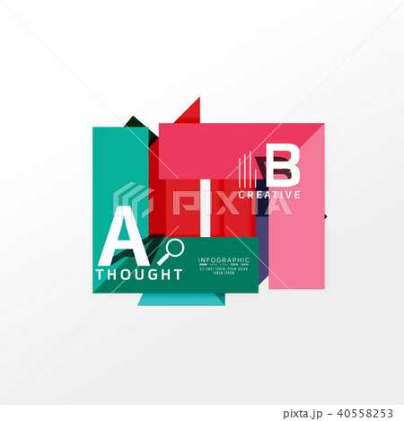 Geometric infographic banner, paper info diagram created with color shapes 40558253
