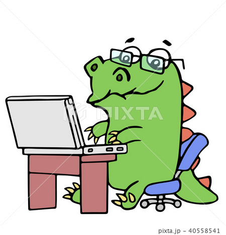 Cute dinosaur working at the notebook.Vector Cute dinosaur working at the notebook.Vector 40558541