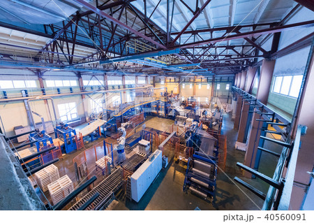 Fiberglass production industry equipment at manufacture background 40560091