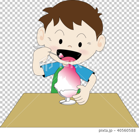 Boy eating shaved ice 40560588