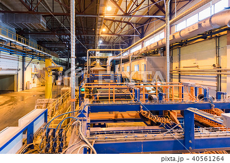 Fiberglass production industry equipment at manufacture background 40561264