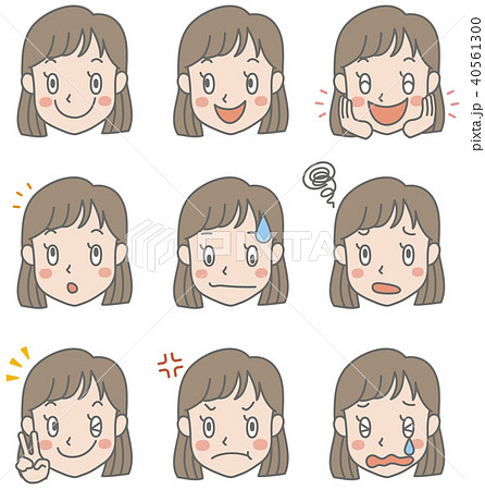 少女の表情集のイラスト素材