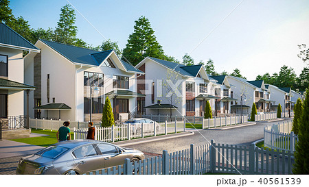 3D illustration of a cottage town 3D illustration of a cottage town 40561539