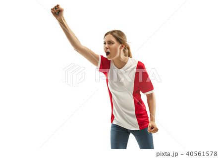 French fan celebrating on white background 40561578