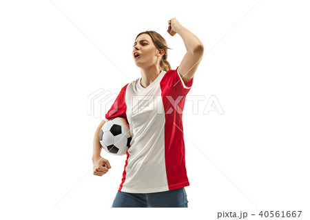 French fan celebrating on white background French fan celebrating on white background 40561667