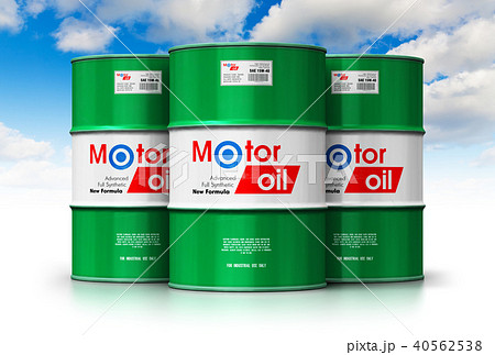 Group of barrels with motor oil lubricant 40562538