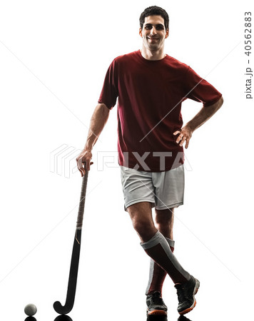 field hockey player man isolated silhouette white background 40562883