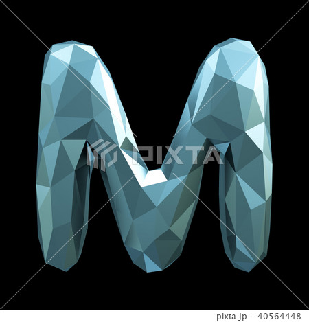 Capital latin letter M in low poly style isolated on black background 40564448