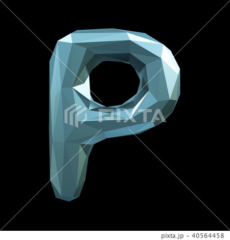 Capital latin letter P in low poly style isolated on black background 40564458