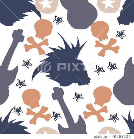 Vector hand drawn seamless patern. Skulls, bones 40565529
