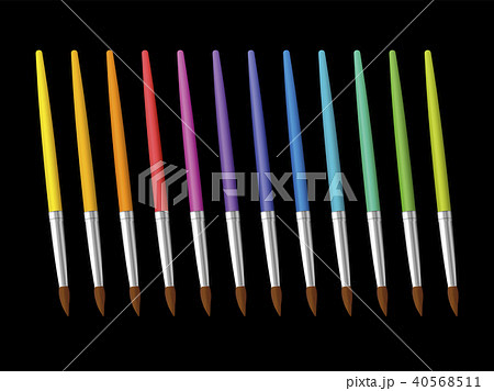 Brushes Rainbow Colored Set Black Background Brushes Rainbow Colored Set Black Background 40568511