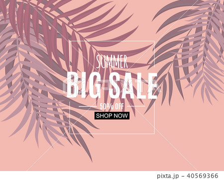 Abstract Summer Sale Background with Palm Leaves. Vector Illustration Abstract Summer Sale Background with Palm Leaves. Vector Illustration 40569366