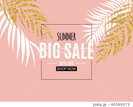 Abstract Summer Sale Background with Palm Leaves. Vector Illustration Abstract Summer Sale Background with Palm Leaves. Vector Illustration 40569373
