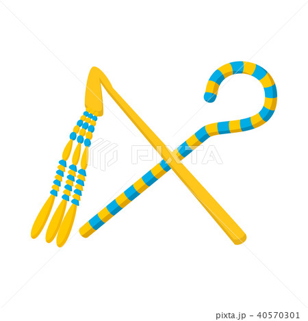Rod and whip of Pharaoh icon, cartoon style 40570301