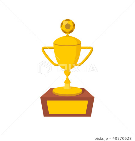 Golden Soccer Trophy icon, cartoon style 40570628