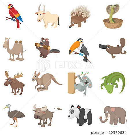 Animal icons set, cartoon style 40570824