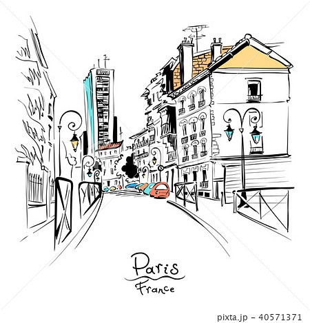Cozy Paris street, Franceのイラスト素材 [40571371] - PIXTA