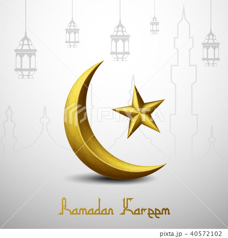 Ramadan Kareem islamic greeting with golden cresce Ramadan Kareem islamic greeting with golden cresce 40572102