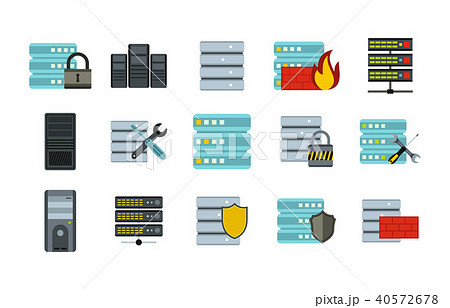 Server icon set, flat styleのイラスト素材 [40572678] - PIXTA
