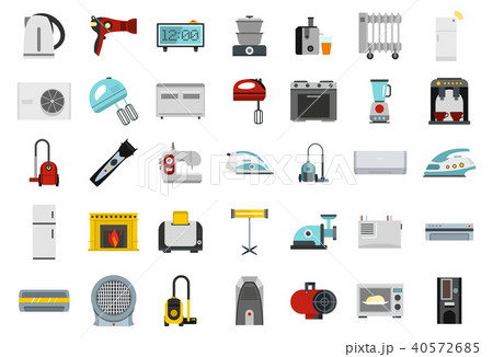Home appliances icon set, flat style 40572685