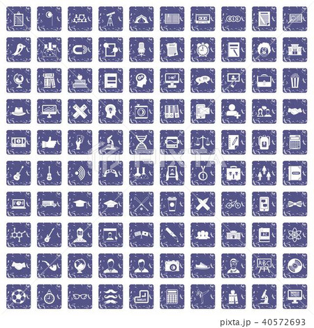100 student icons set grunge sapphire 40572693