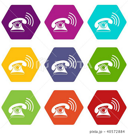 Retro phone icon set color hexahedron Retro phone icon set color hexahedron 40572884