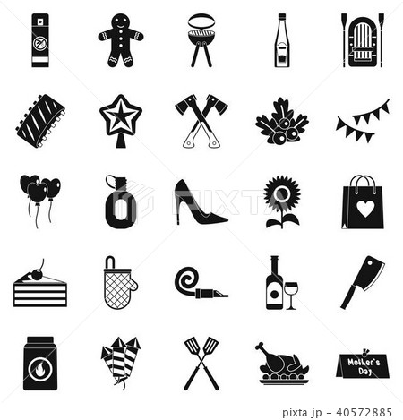 Family weekend icons set, simple style Family weekend icons set, simple style 40572885