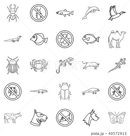 Proud animal icons set, outline style 40572913